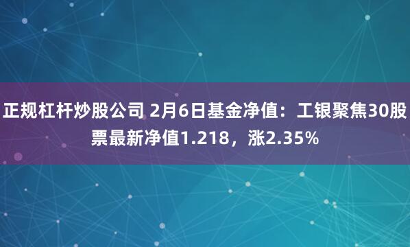 正规杠杆炒股公司 2月6日基金净值：工银聚焦30股票最新净值1.218，涨2.35%