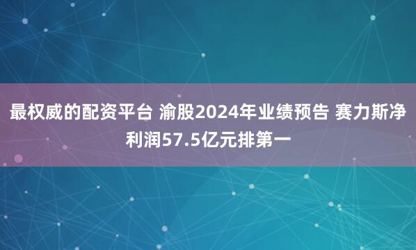 最权威的配资平台 渝股2024年业绩预告 赛力斯净利润57.5亿元排第一